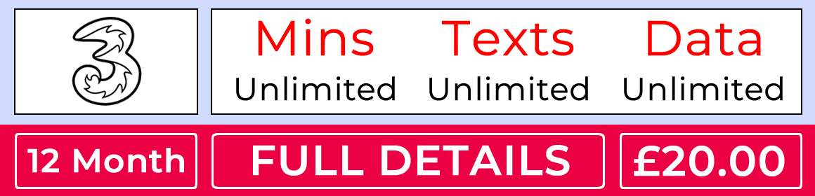 Three sim only with unlimited data, unlimited minutes and unlimited texts